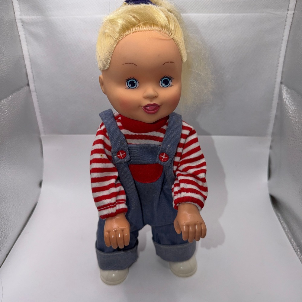 General Creation Kids 12" Blonde Doll Denim Overalls Striped Shirt‎ 2002